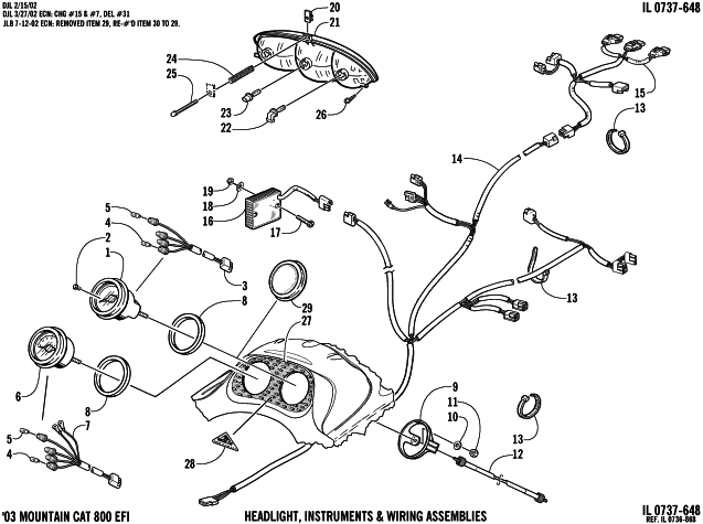 HEADLIGHT, INSTRUMENTS, AND WIRING ASSEMBLIES