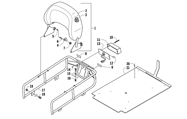 RACK, BACKREST, AND TAILLIGHT ASSEMBLY