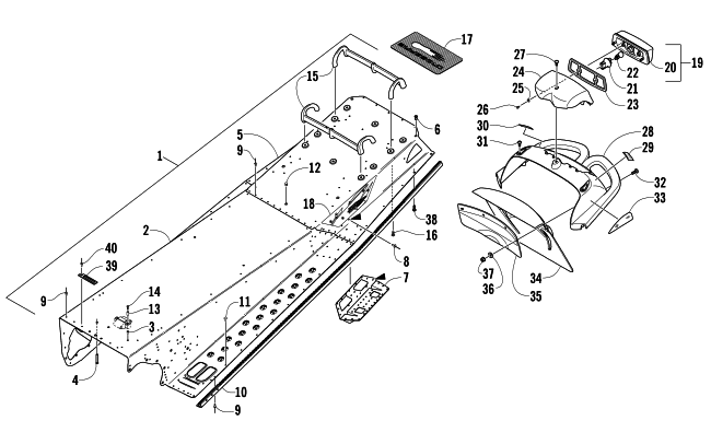 TUNNEL, REAR BUMPER, AND TAILLIGHT ASSEMBLY