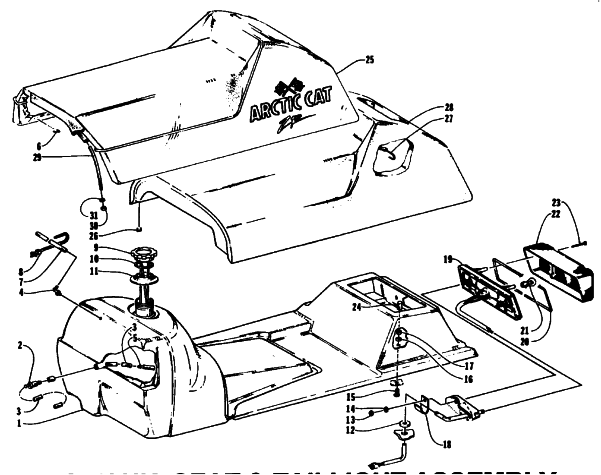 GAS TANK, SEAT AND TAILLIGHT ASSEMBLY