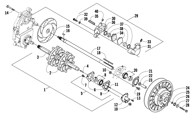 DRIVE TRAIN SHAFT AND BRAKE ASSEMBLIES