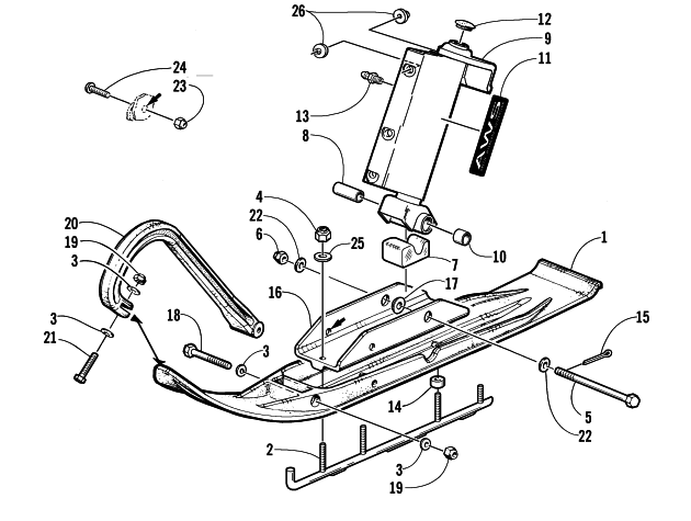 SKI AND SPINDLE ASSEMBLY