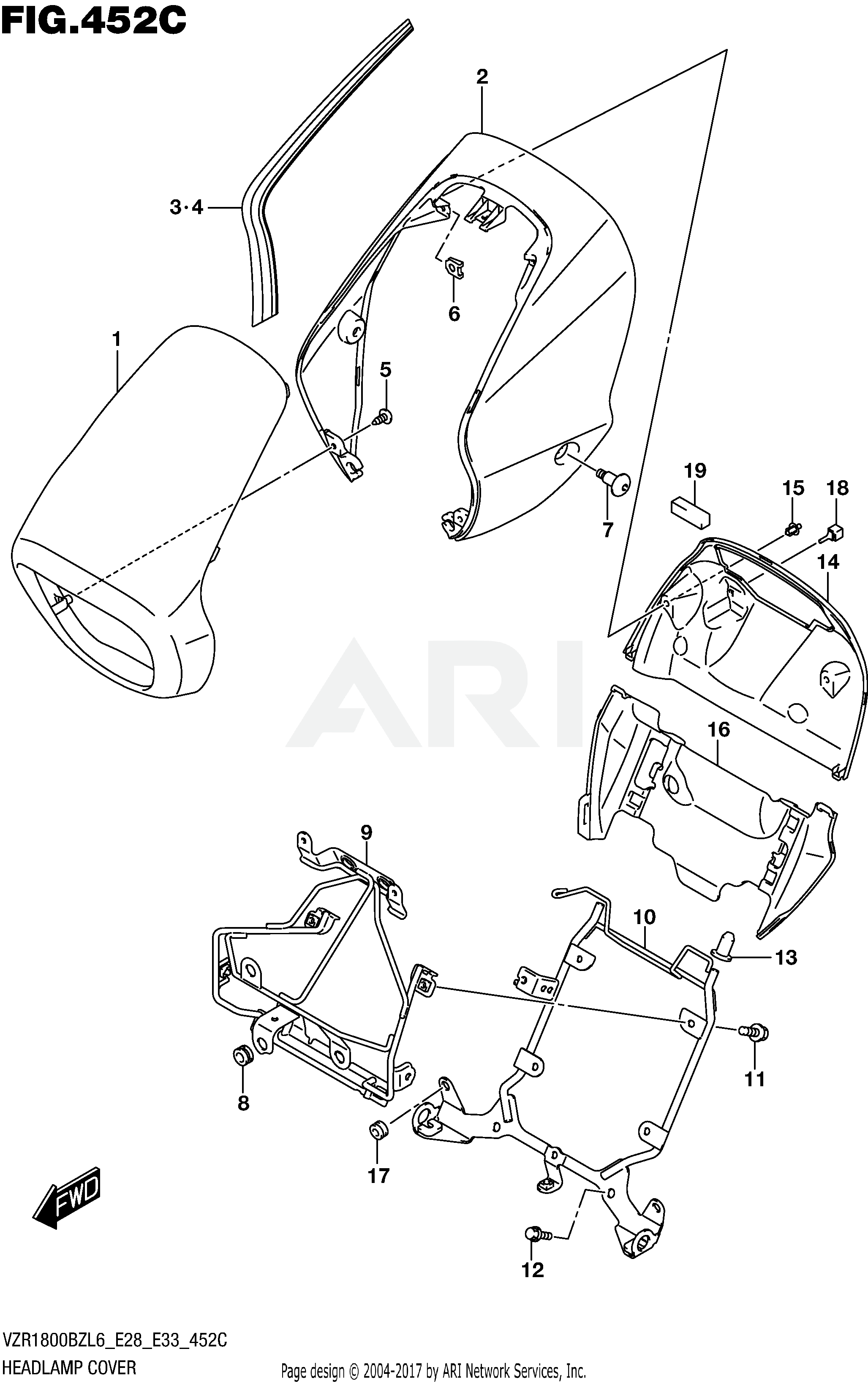 HEADLAMP COVER (FOR BBD)  (VZR1800BZL6 E33)