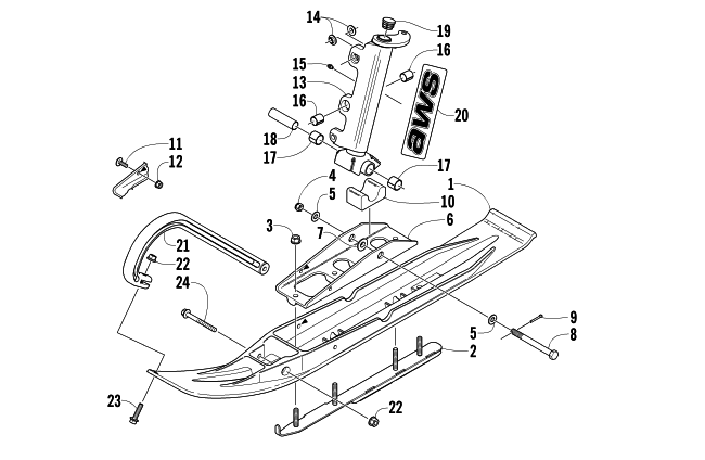 SKI AND SPINDLE ASSEMBLY