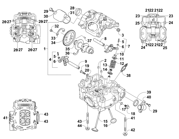 CYLINDER HEAD AND CAMSHAFT/VALVE ASSEMBLY