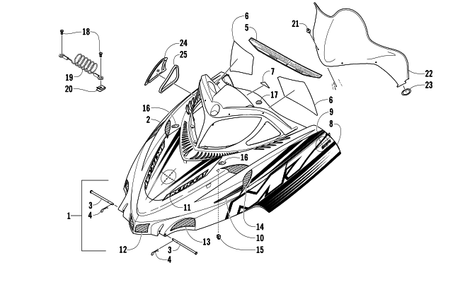 HOOD AND WINDSHIELD ASSEMBLY