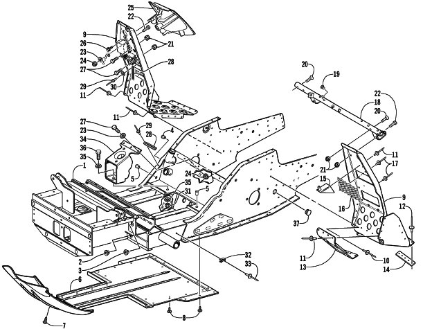 FRONT FRAME AND FOOTREST ASSEMBLY