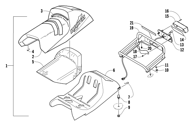 SEAT, RACK, AND TAILLIGHT ASSEMBLY