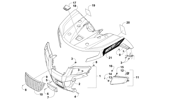 FRONT BODY PANEL AND HEADLIGHT ASSEMBLIES