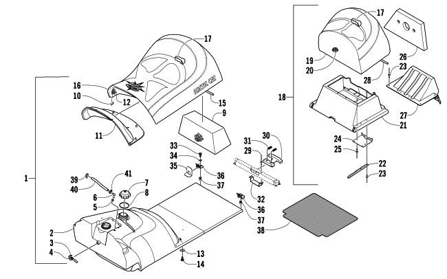 GAS TANK AND SEAT ASSEMBLY