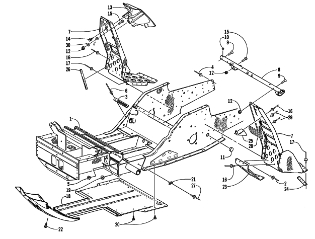 FRONT FRAME AND FOOTREST ASSEMBLY