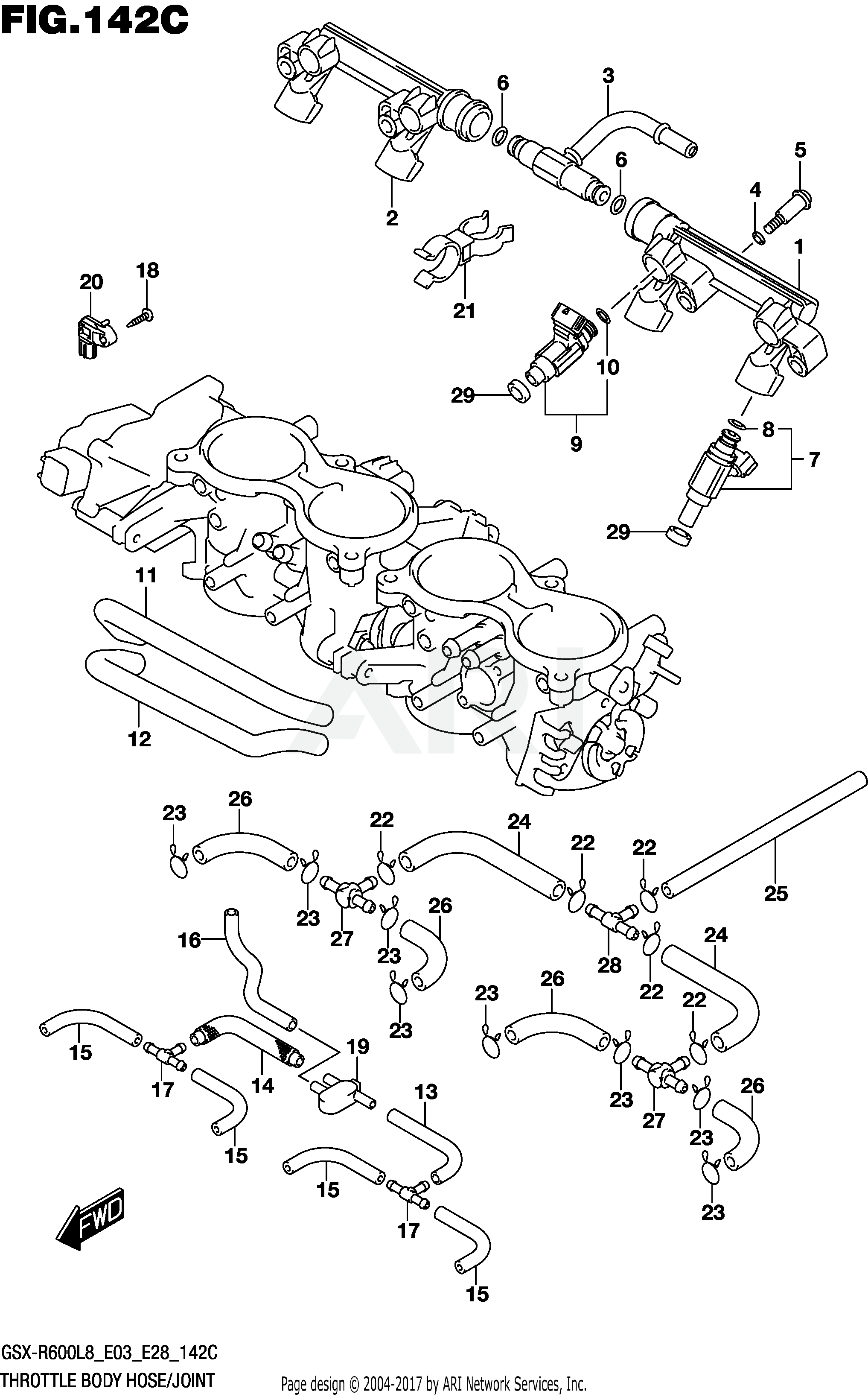 THROTTLE BODY HOSE/JOINT (GSX-R600L8 E33)