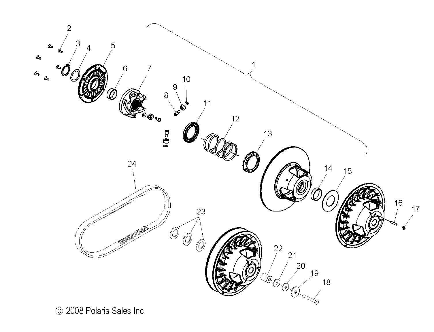 DRIVE TRAIN, CLUTCH, SECONDARY - S12PT7FSL (49SNOWDRIVENCLUTCH09600RMK)