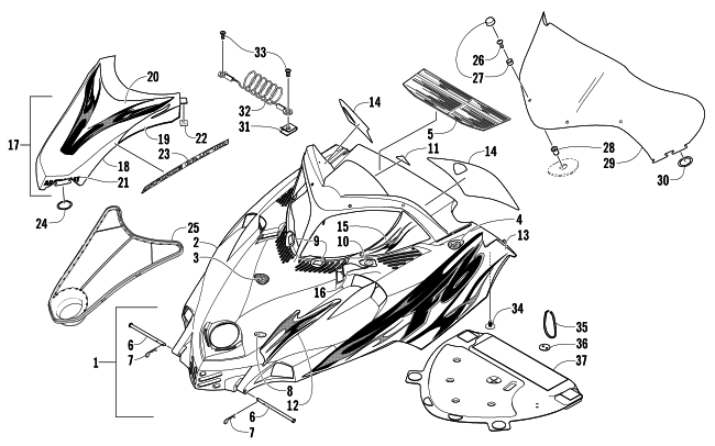 HOOD AND WINDSHIELD ASSEMBLY