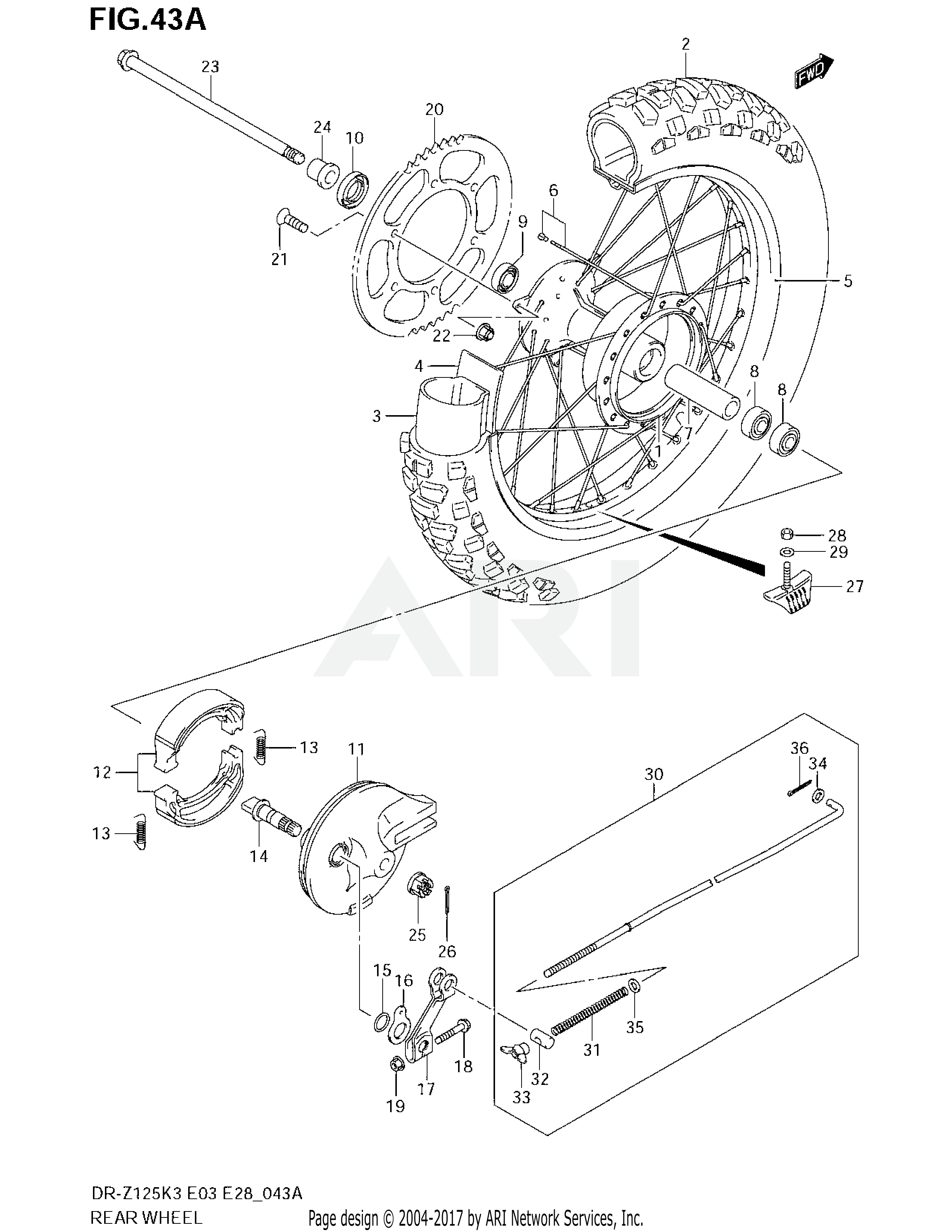 REAR WHEEL (DR-Z125K4/K5/K6/K7)