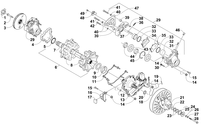 DRIVE TRAIN SHAFT AND BRAKE ASSEMBLIES