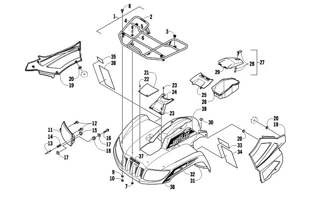 FRONT RACK, BODY PANEL, AND HEADLIGHT ASSEMBLIES