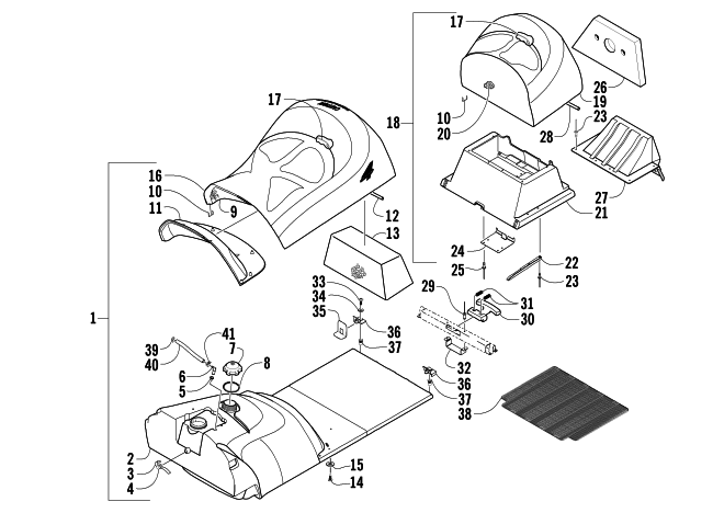 GAS TANK AND SEAT ASSEMBLY