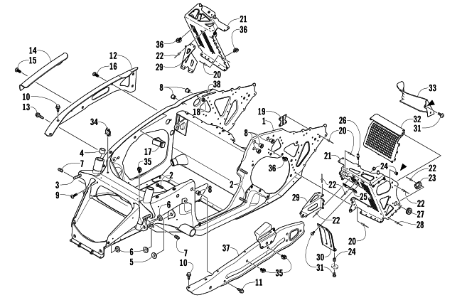 FRONT FRAME AND FOOTREST ASSEMBLY