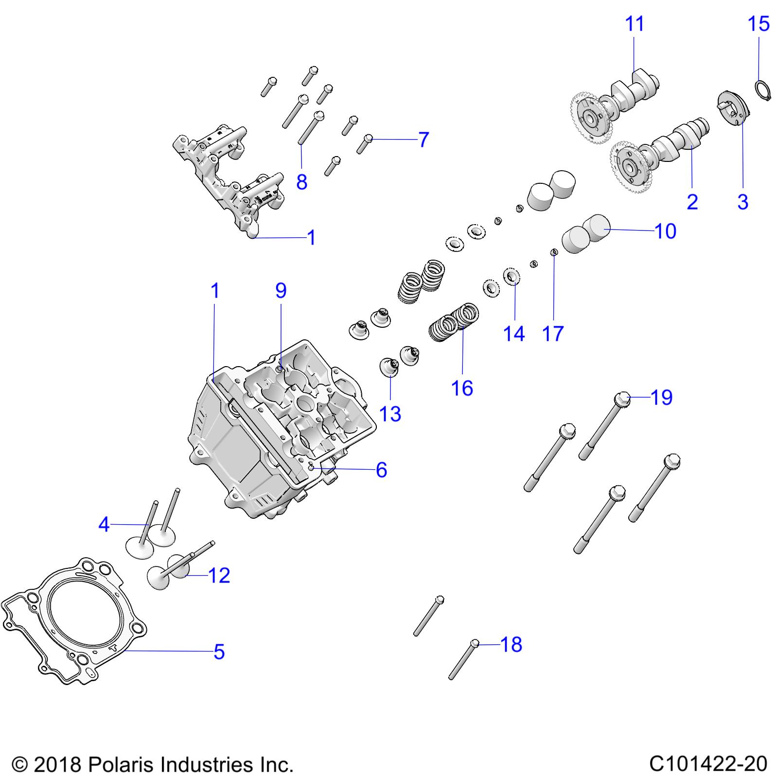 ENGINE, CYLINDER HEAD, CAMS and VALVES - A20SHD57A9 (C101422-20)
