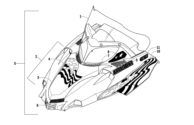 HOOD AND WINDSHIELD ASSEMBLY