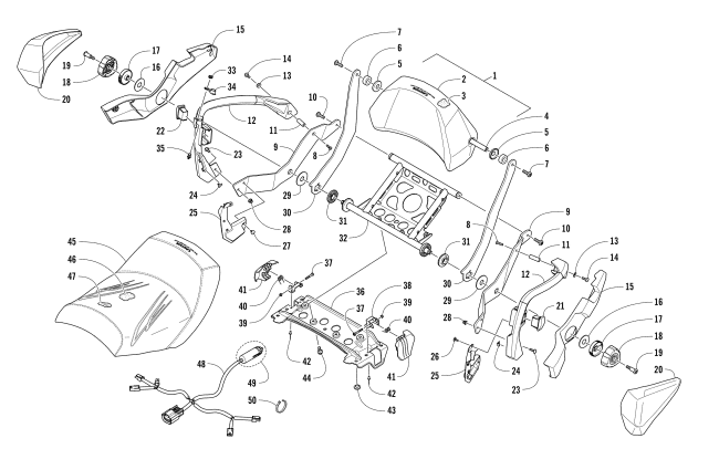 PASSENGER SEAT AND BACKREST ASSEMBLY