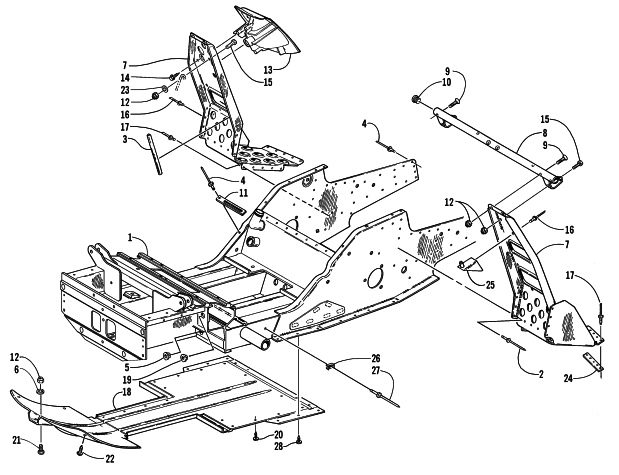 FRONT FRAME AND FOOTREST ASSEMBLY