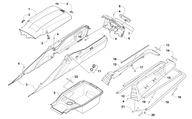 REAR BUMPER, STORAGE, AND TAILLIGHT ASSEMBLY