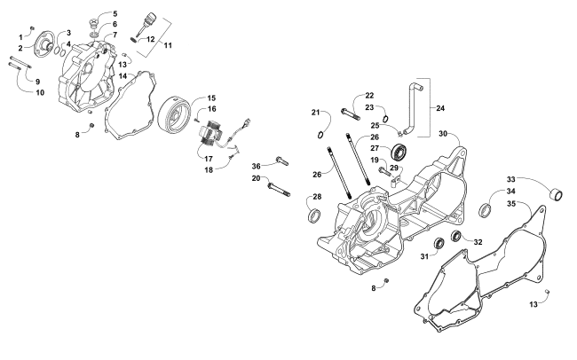 RIGHT CRANKCASE AND COVER ASSEMBLY