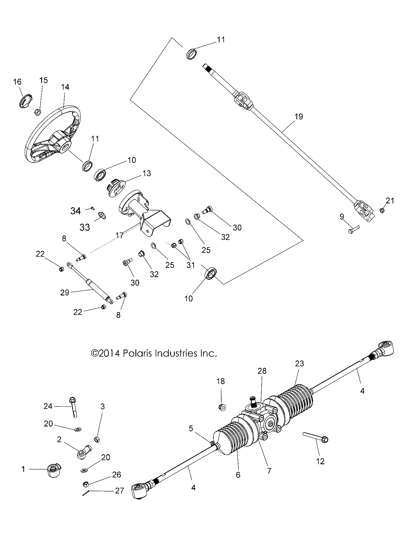 STEERING, STEERING ASM. - A14BH33FJ (49ATVSTEERING14ACEE)