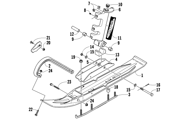 SKI AND SPINDLE ASSEMBLY