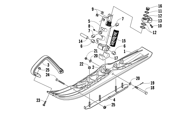 SKI AND SPINDLE ASSEMBLY