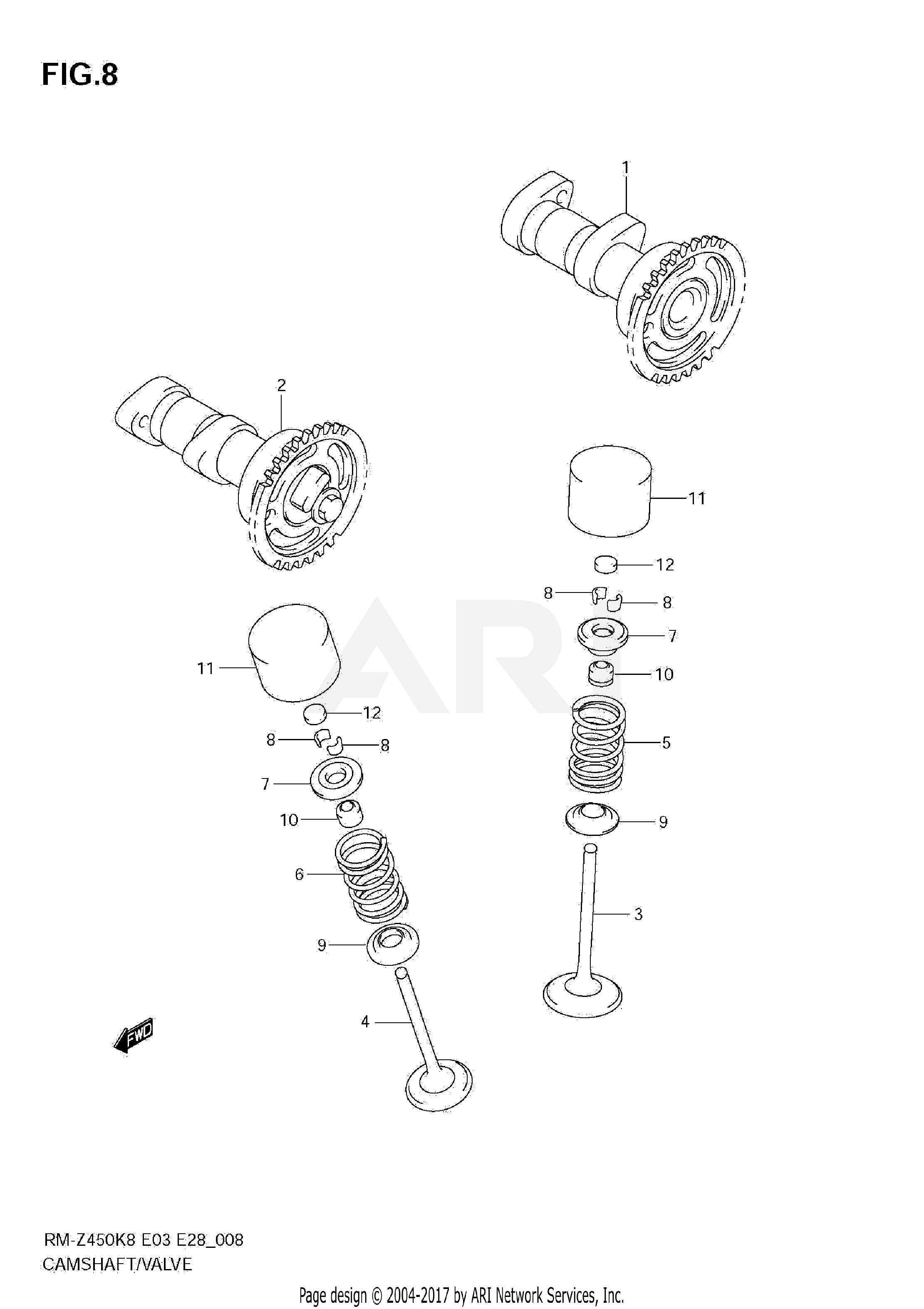 CAMSHAFT - VALVE (RM-Z450 K8/K9/L0)