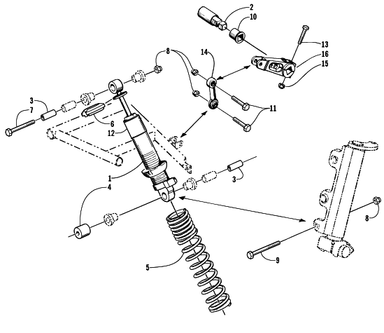 SHOCK ABSORBER AND SWAY BAR ASSEMBLY