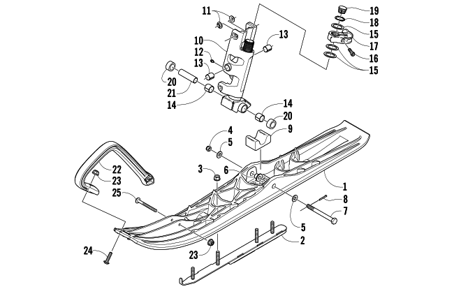 SKI AND SPINDLE ASSEMBLY