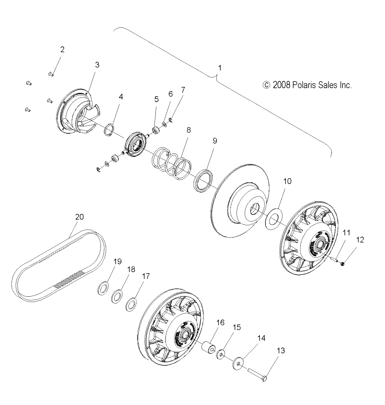 DRIVE TRAIN, CLUTCH, SECONDARY - S09PM7JS/JSL (49SNOWDRIVENCLUTCH09600IQ)