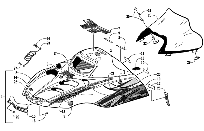 HOOD AND WINDSHIELD ASSEMBLY