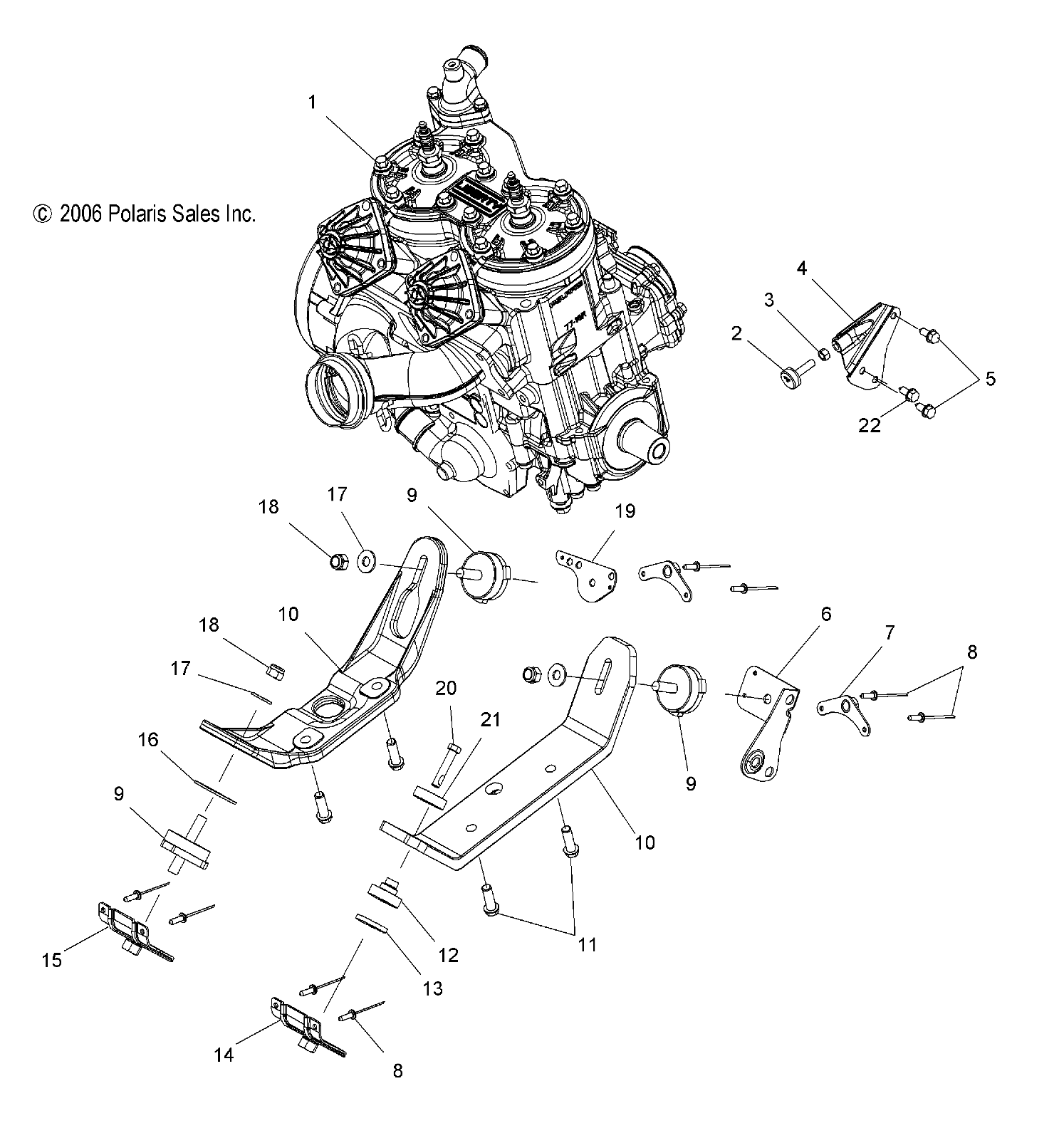 ENGINE, MOUNTING - S07PL7JS/JE (49SNOWENGINEMOUNTDRGNRMK)