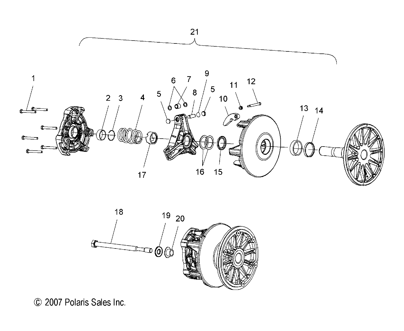 DRIVE TRAIN, PRIMARY CLUTCH - S09PL8ES/EE (49SNOWDRIVECLUTCH08IQTRBO)