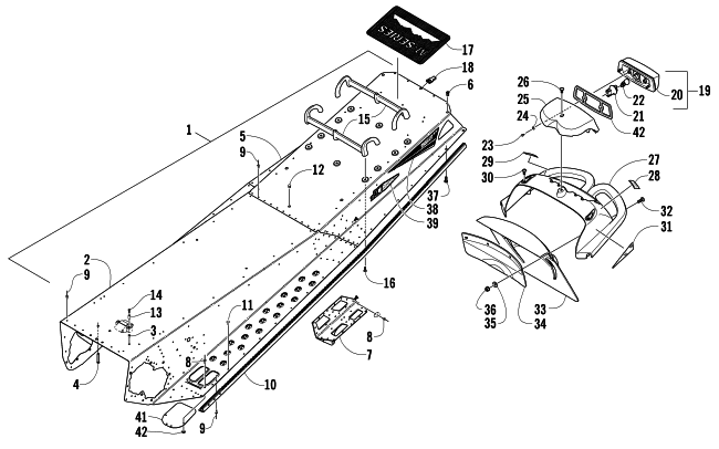 TUNNEL, REAR BUMPER, AND TAILLIGHT ASSEMBLY