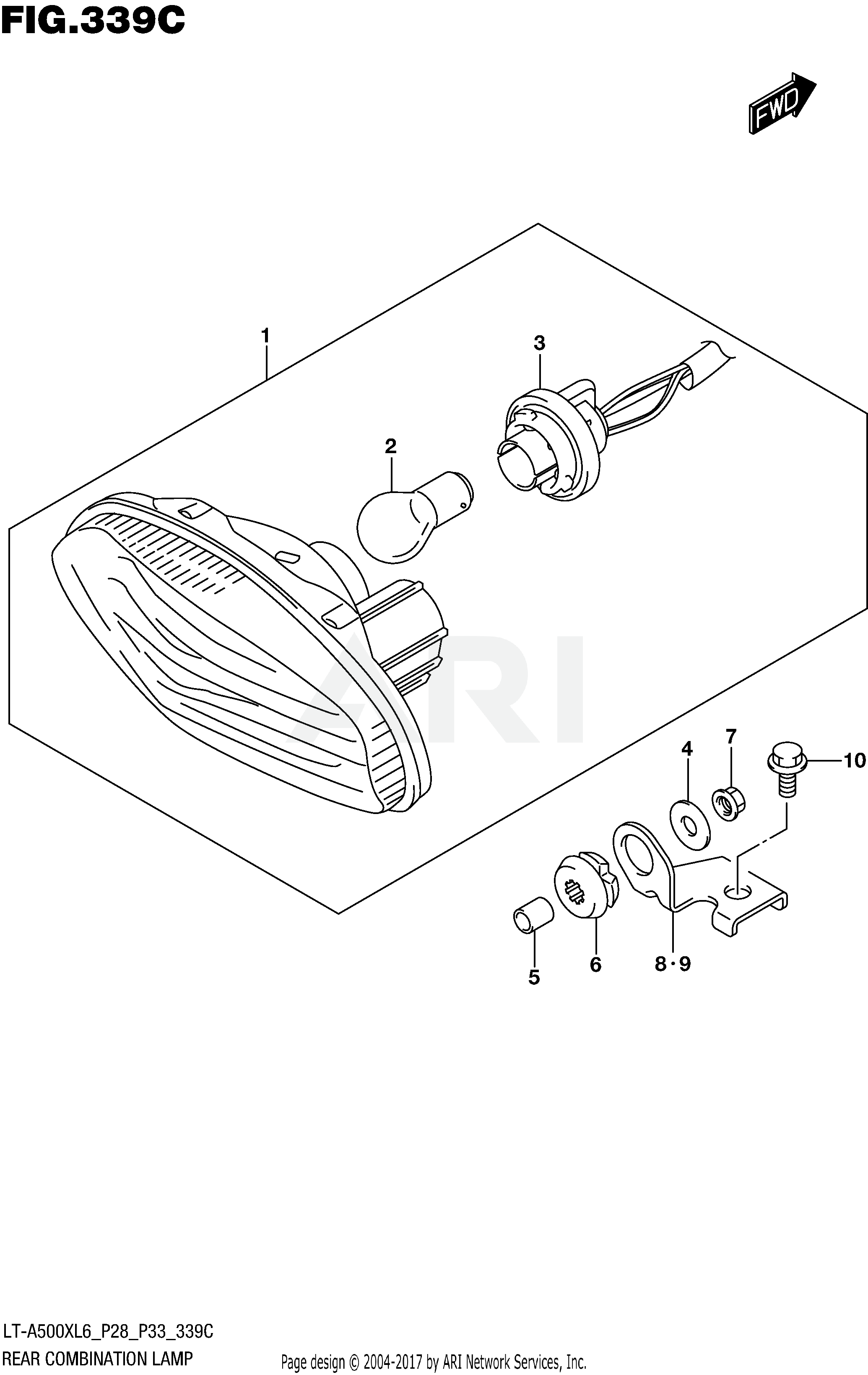 REAR COMBINATION LAMP (LT-A500XZL6 P33)