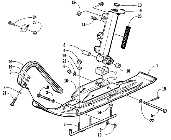 SKI AND SPINDLE ASSEMBLY