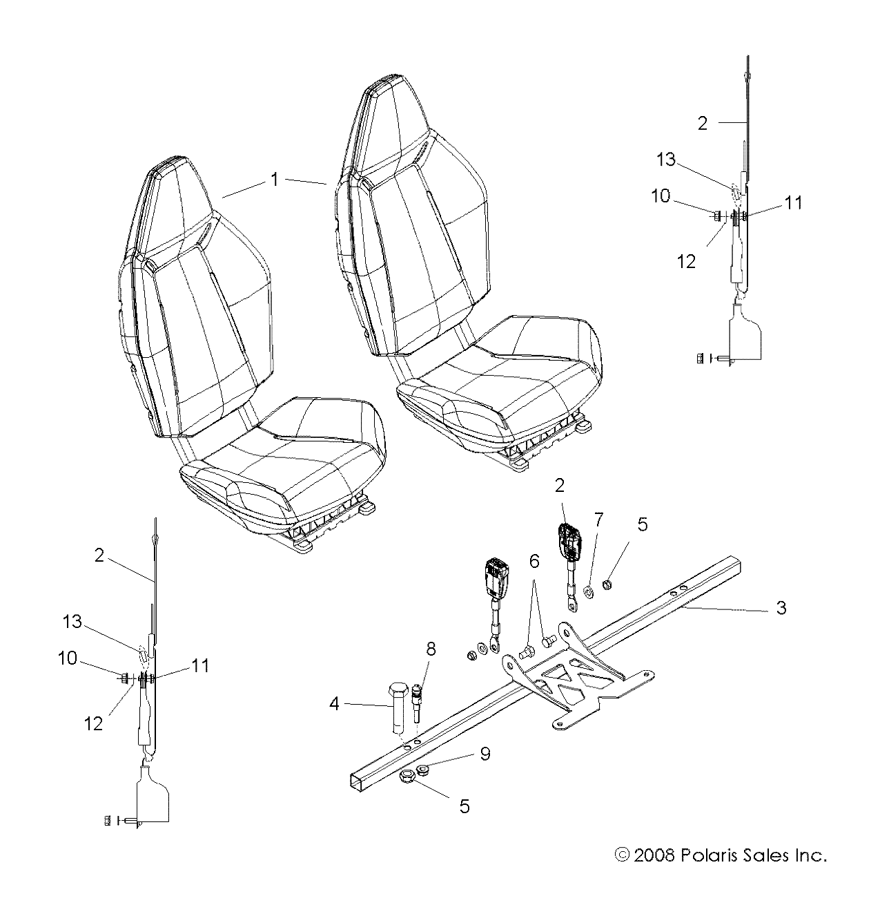 BODY, SEAT MOUNTING and BELTS - R09VH76 ALL OPTIONS (49RGRSEATMTG09RZR)