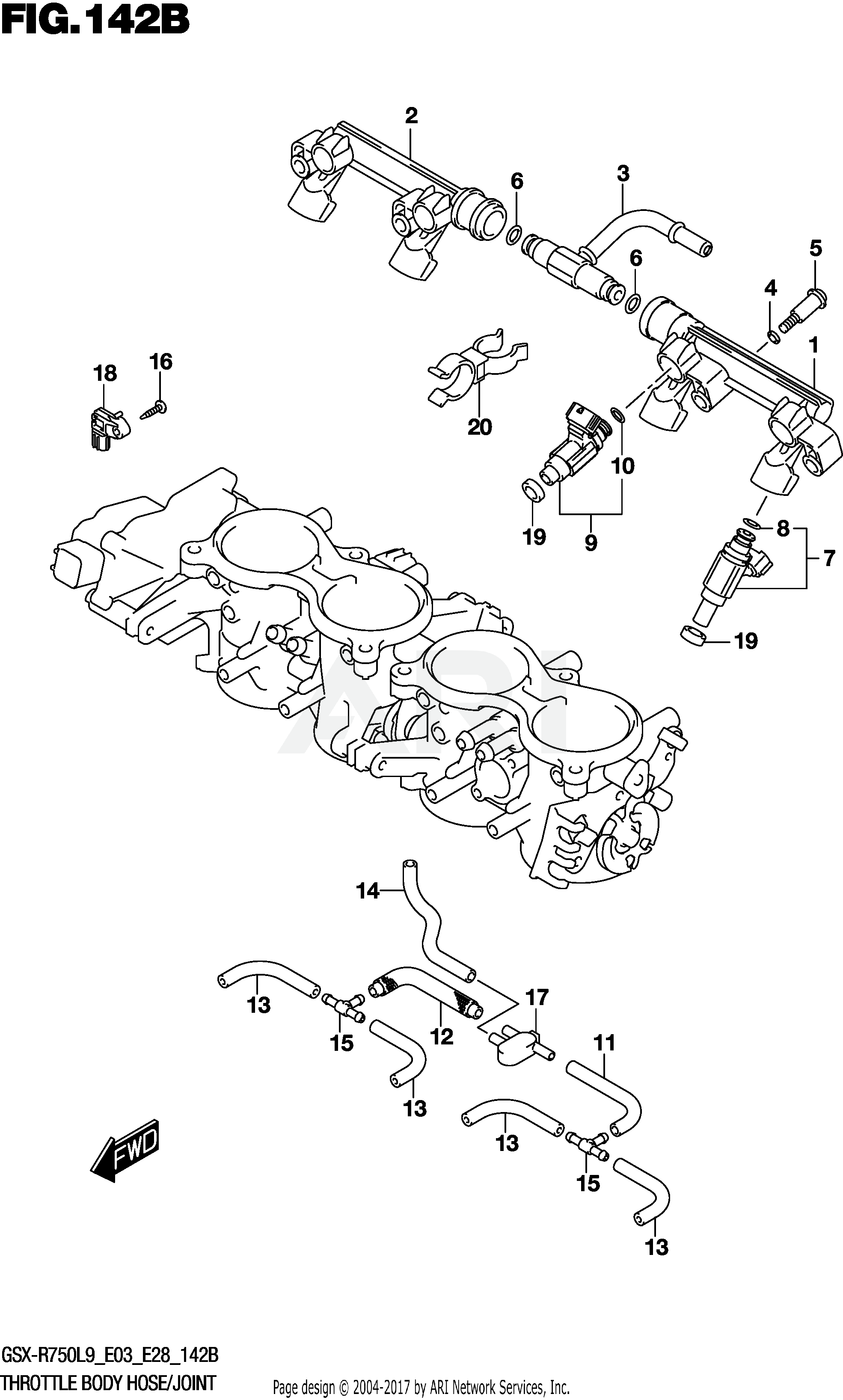 THROTTLE BODY HOSE/JOINT (GSX-R750L9 E28)