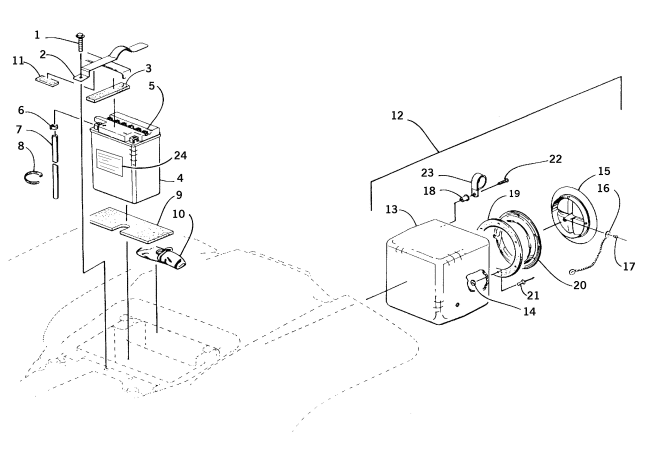 STORAGE BOX AND BATTERY ASSEMBLY