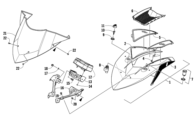 WINDSHIELD AND INSTRUMENTS ASSEMBLIES