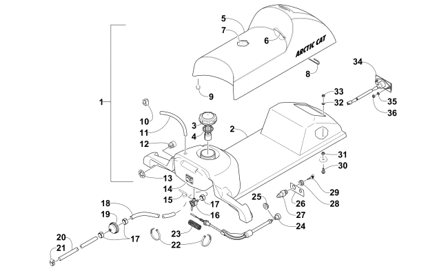 GAS TANK, SEAT, AND TAILLIGHT ASSEMBLY