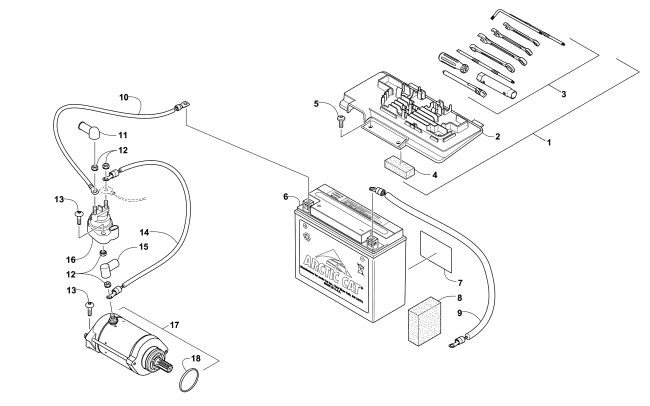 BATTERY AND STARTER ASSEMBLY