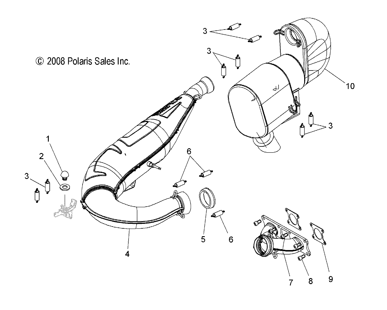 ENGINE, EXHAUST - S11PS6HSA/HSL (49SNOWEXHAUST09600TRG)