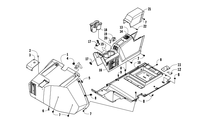 FRONT CONSOLE AND FLOOR PANEL ASSEMBLY